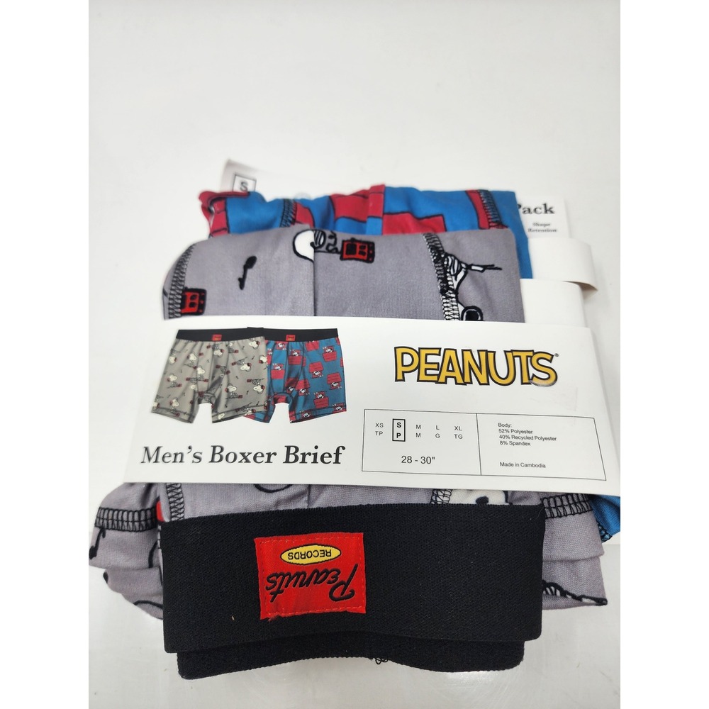 Peanuts Mens Snoopy Boxer Briefs Multicolor Polyester Blend Casual Size Small